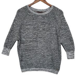 Tommy Hilfiger Pullover Sweater Women Size S Gray Knit 100% Cotton Raglan Sleeve